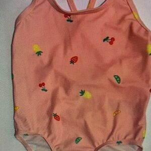 Kids Pink Fruit Print Swimsuit